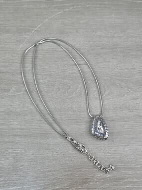 Brighton "Pebble Crystal" Rhinestone Pendant Necklace Snake Link Chain